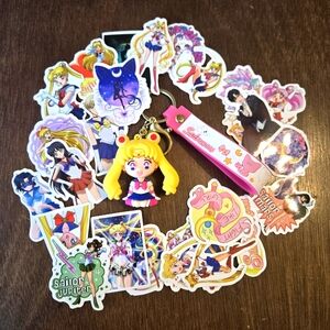 5 for $25 Sailor Moon Keychain and Sticker Lot Anime Animated Cartoon Mars